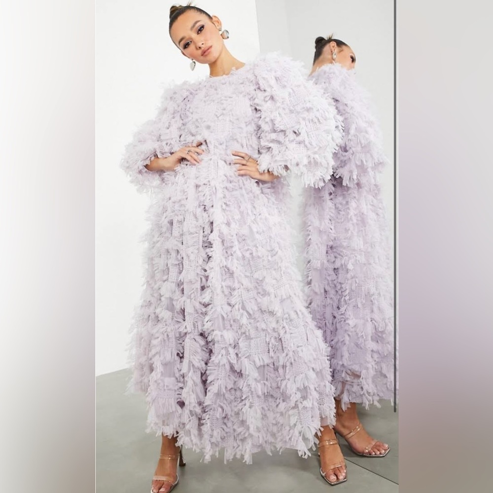 ASOS EDITION oversized midaxi dress in textured mesh in lilac